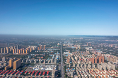 亚洲中国河南省焦作市航拍城市建筑风景