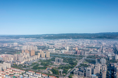 亚洲中国河南省焦作市航拍城市建筑风景