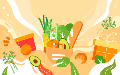 世界粮食日健康饮食插画绿色食品安全海报