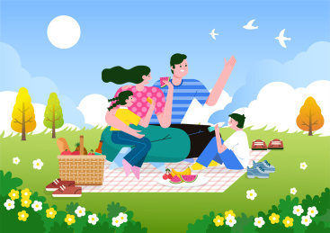 一家人去郊外野餐