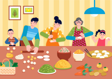 家庭活动包饺子