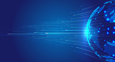 科技地球射出发光线条全球化国际化科技背景