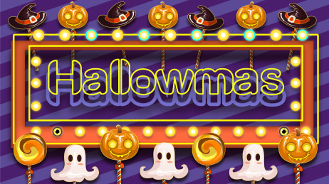 万圣节糖果棒棒南瓜灯女巫帽子鬼怪矢量插画