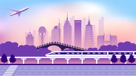 中国江苏常州市城市旅游交通商务插画
