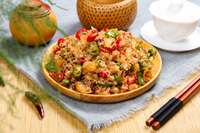地方特色菜肴美食腌荞头炒肉沫