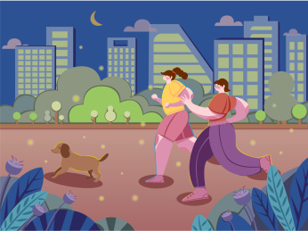 城市夜跑低碳出行