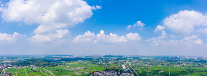 中国上海郊区航拍全景图