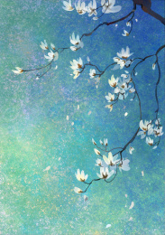 玉兰花氛围意境插画
