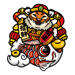 骑锦鲤的招财猫