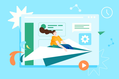 坐着纸飞机的职场人士