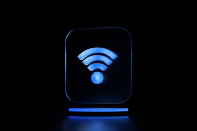 3D渲染发光的wifi图形插图