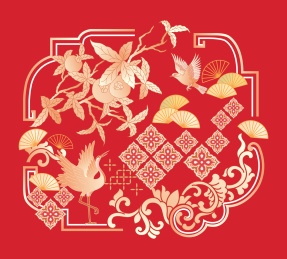 中国风传统元素装饰图案红色背景
