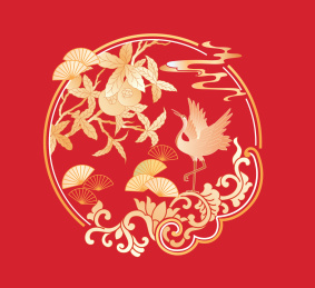 中国风传统元素装饰图案红色背景