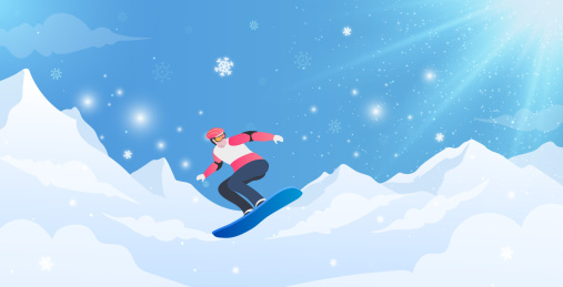 单板滑雪运动竞技项目冬奥运矢量插画