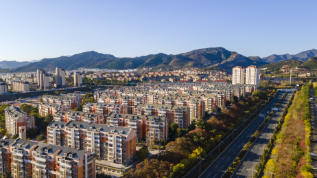 天津蓟州区城市建筑群航拍图