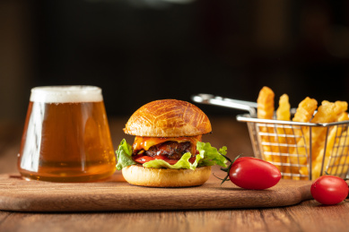 美食牛排汉堡包