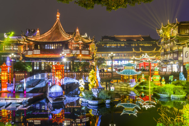 上海豫园的花灯夜景