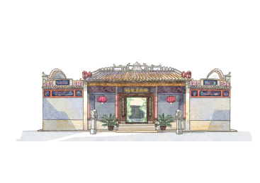 中山市黄氏大宗祠建筑插画