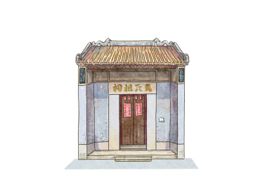 中山市苏氏宗祠建筑插画