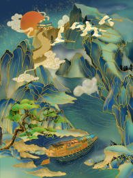 青绿国朝山水