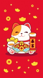 卡通招财猫矢量插画