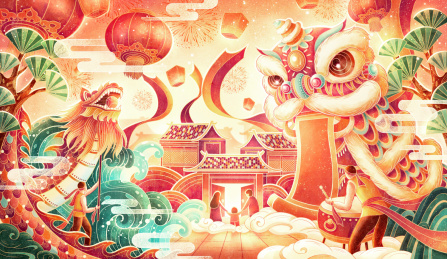 新年舞狮与舞龙