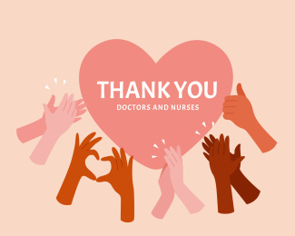 为防疫前线护理人员鼓掌献上爱心感谢卡