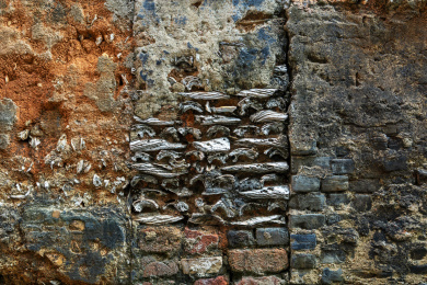 中国广东省广州市番禺区沙湾古镇蚝壳墙