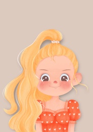 高马尾黄色系开朗少女头像