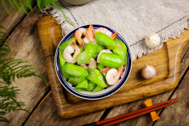 美味农家菜虾仁炒丝瓜