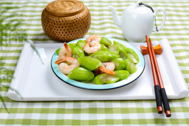 家常菜美食小吃虾仁丝瓜