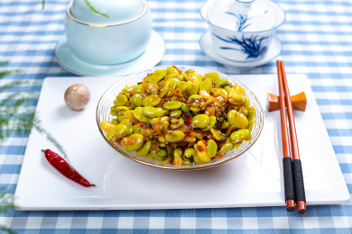 外卖快餐美食菜肴小炒酸菜蚕豆瓣