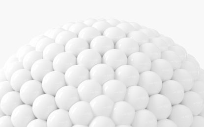 白色聚集的球体3D渲染