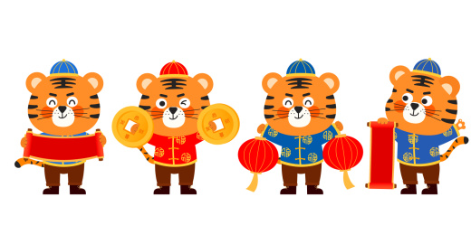 虎年春节小老虎矢量插画