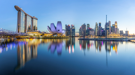 新加坡滨海湾的黄昏