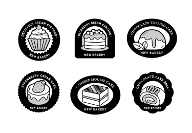 矢量蛋糕甜点面包图标烘焙食物包装贴纸标签