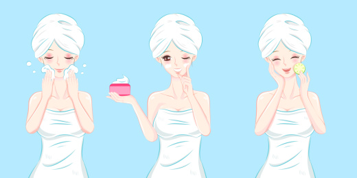 少女清洁保养脸部肌肤插图