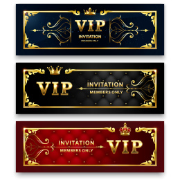 横幅金色雕花边框 VIP会员邀请贺图