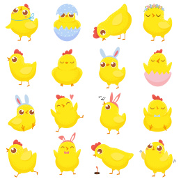 可爱小鸡插图素材