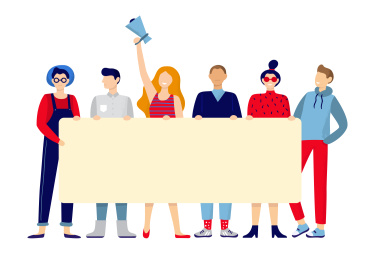 抗议游行团体持布条插图