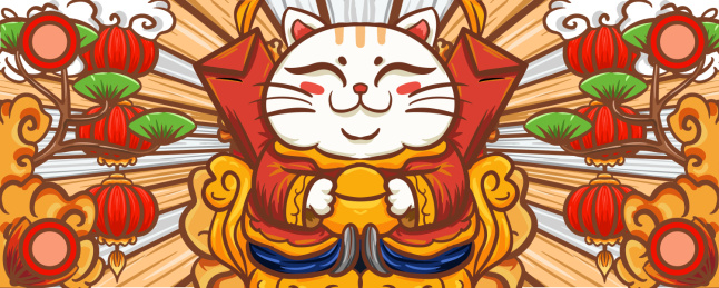卡通招财猫插画