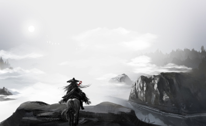 武侠江湖水墨山水背景