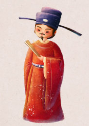 拿扇子穿红色汉服的男人