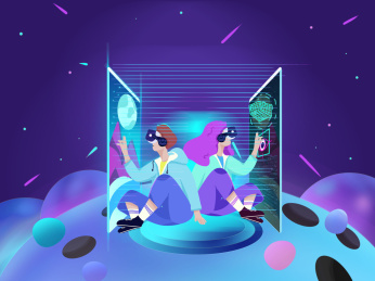 元宇宙插画VR眼镜人工智能高科技未来虚拟
