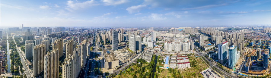 航拍江苏张家港城市建筑景观