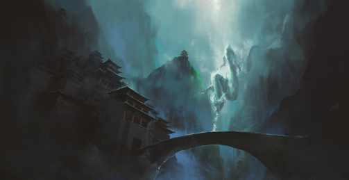 东方巨龙盘旋在峡谷楼宇间