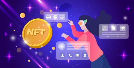 NFT数字艺术元宇宙全球化矢量插画