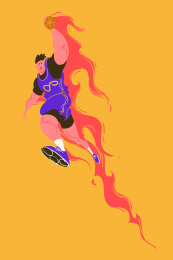 扁平小清新运动插画系列之篮球