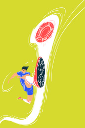 扁平小清新运动插画系列之足球
