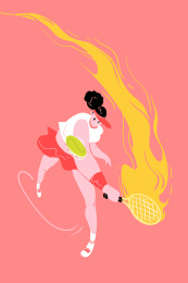 扁平小清新运动插画系列之网球